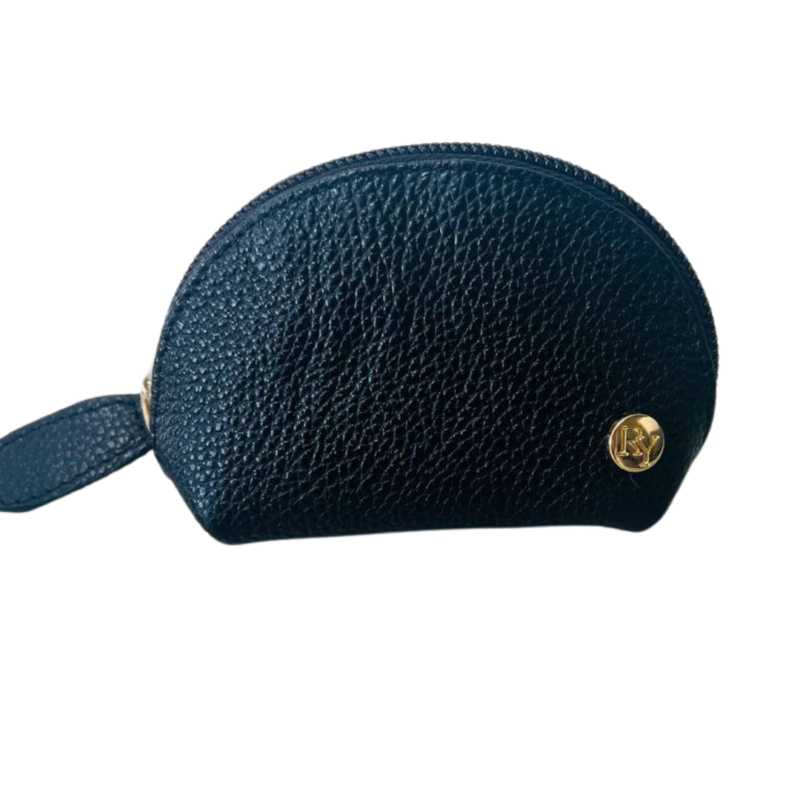 Kleine Münzbörse, die leicht zu tragen ist und in kleine Taschen passt. Dunkelblaue Farbe.