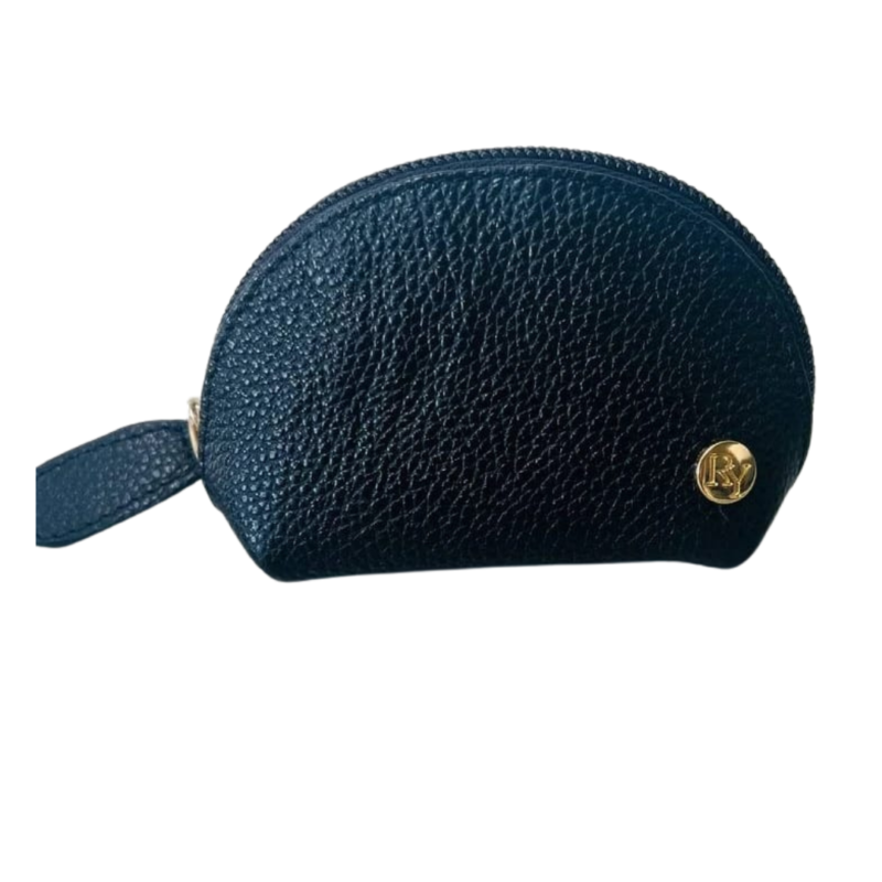 Kleine Münzbörse, die leicht zu tragen ist und in kleine Taschen passt. Dunkelblaue Farbe.