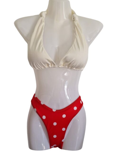 Bikini Rot mit Beige